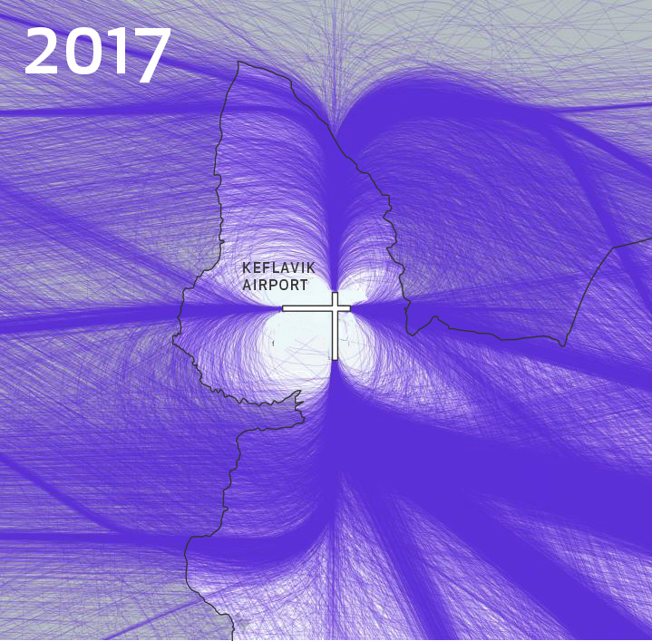 Flight route over Reykjanes 2017