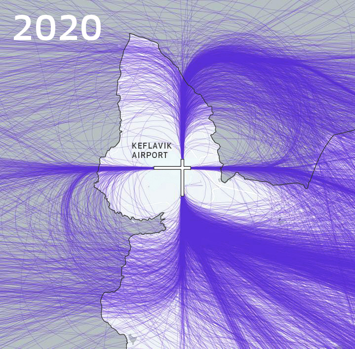 Flight routes over Reykjanes 2020